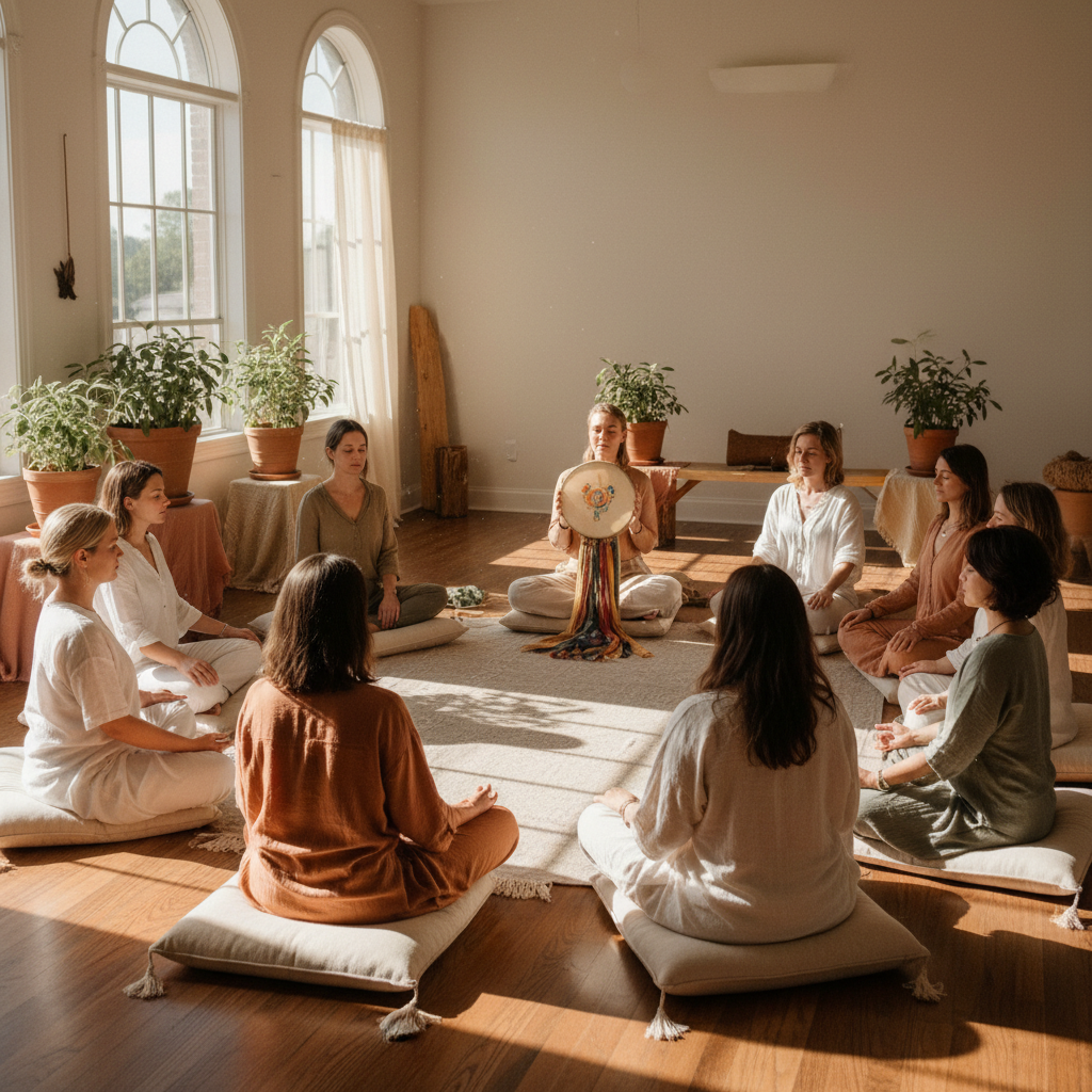 Doulas reunidas en una meditación de sanación